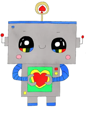 Adorable Robot With Heart PNG image