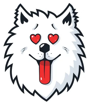 Adorable Samoyed With Heart Eyes Emoji PNG image