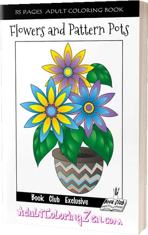 Adult Coloring Book Flowers Pattern Pots PNG image