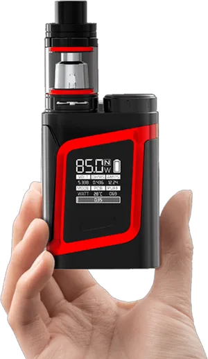 Advanced Box Mod Vape In Hand PNG