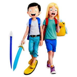 Adventure Time Kids Playing Png 06132024 PNG image