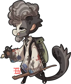 Adventurous Anthropomorphic Skunk Character PNG image