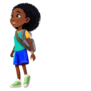 Adventurous Black Girl Cartoon Png 95 PNG image