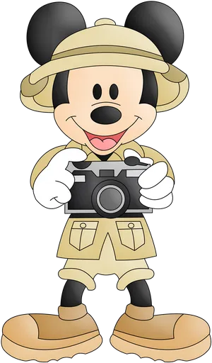 Adventurous Mickeywith Camera PNG image