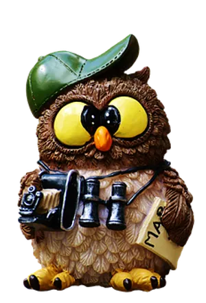 Adventurous Owl Figurine PNG image
