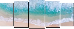 Aerial Beach Waves5 Panel Wall Art PNG