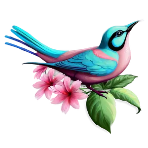 Aesthetic Flowers And Birds PNG Gry