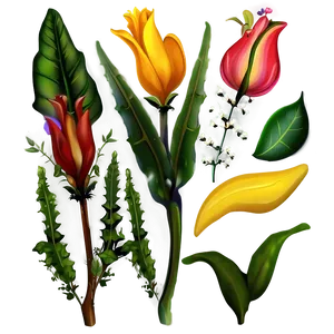 Aesthetic Flowers And Leaves PNG 06282024
