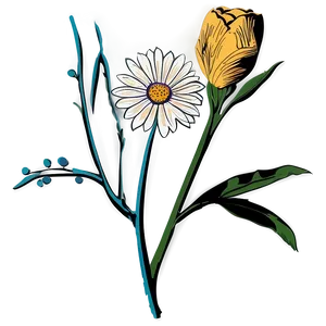 Aesthetic Flowers Illustration PNG Qeb46 PNG