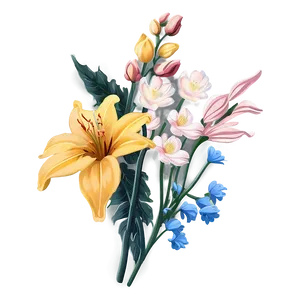 Aesthetic Flowers Illustration PNG Sax62 PNG