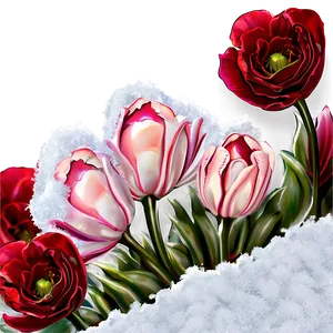 Aesthetic Flowers In Snow PNG Tek