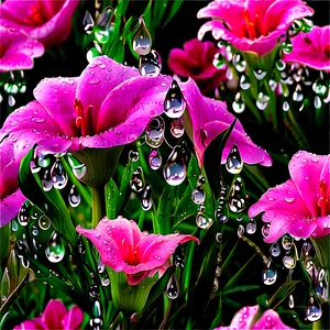 Aesthetic Flowers With Dew Drops PNG 06282024 PNG
