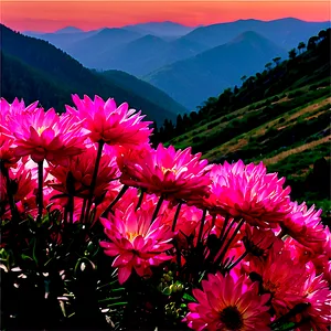Aesthetic Flowers With Mountain Background PNG 18 PNG