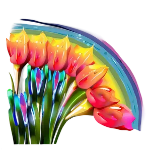 Aesthetic Flowers With Rainbow PNG Bcy PNG