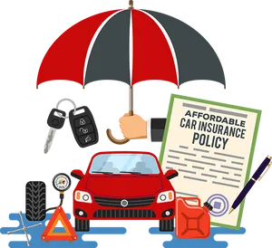 Affordable Car Insurance Policy Illustration PNG