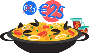 Affordable Paella Price Tag Illustration