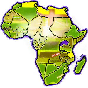 Africa Map Outline With Safari Theme PNG 06262024