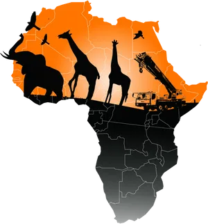 Africa Wildlifeand Industry Silhouette PNG image