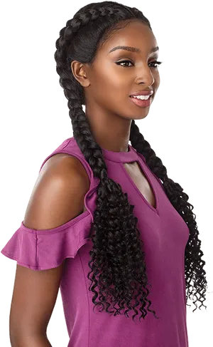 African American Womanwith Braided Wig PNG image