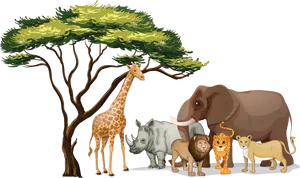 African_ Safari_ Animals_ Gathering PNG image