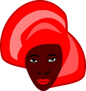 African Woman Red Headwrap Vector