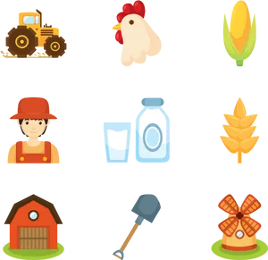 Agricultureand Farming Icons Set PNG image