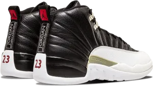 Air Jordan Retro Sneakers Black White PNG image