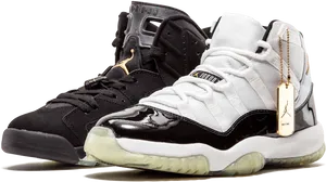 Air Jordan Sneakers Blackand White PNG image