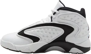 Air Jordan White Black Sneaker Side View PNG image