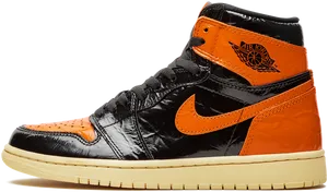 Air Jordan1 Black Orange Sneaker PNG image