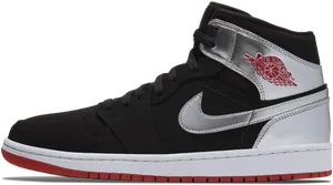 Air Jordan1 Black White Red Sneaker PNG image