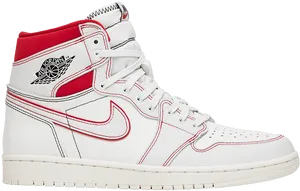 Air Jordan1 Red White Sneaker PNG image