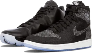 Air Jordan1 Retro High Black White Sneakers PNG image