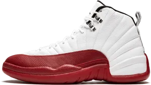 Air Jordan12 Retro White Red Sneaker PNG image