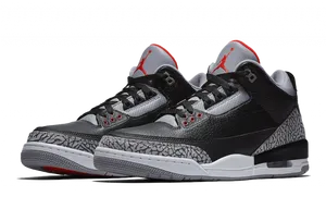 Air Jordan3 Retro Black Cement Sneakers PNG image
