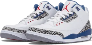 Air Jordan3 Retro White Blue PNG image