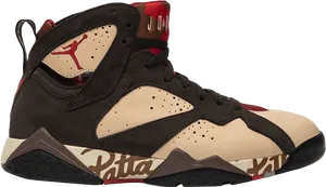 Air Jordan7 Retro Patta Shoe Side View PNG image