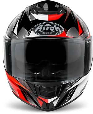 Airoh Motorcycle Helmet Red Black Design PNG image