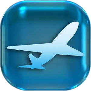 Airplane Icon Blue Glossy Button PNG image