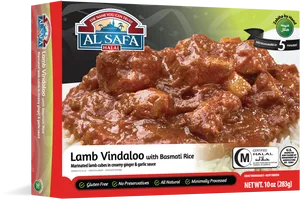 Al Safa Halal Lamb Vindaloo Frozen Meal PNG
