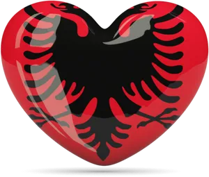 Albanian Flag Heart Shaped Graphic PNG image