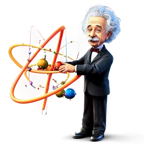 Albert Einstein With Atomic Model PNG Agn31 PNG