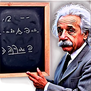 Albert Einstein With Chalkboard PNG Fba50 PNG