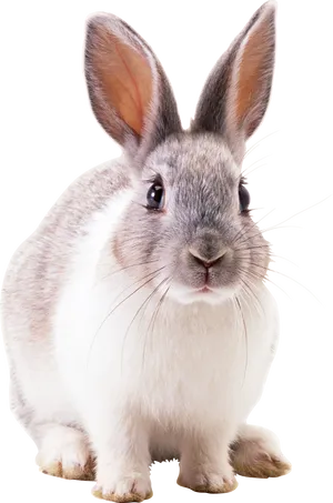 Alert Greyand White Rabbit PNG image