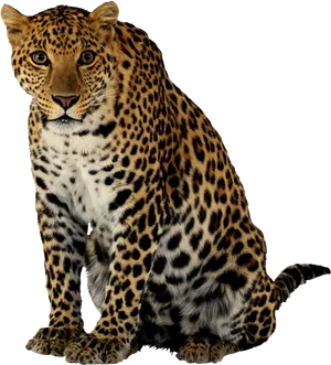 Alert Leopard Sitting Portrait PNG image