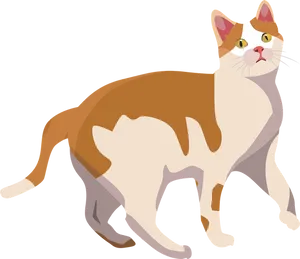 Alert Orangeand White Cat Illustration.png PNG image