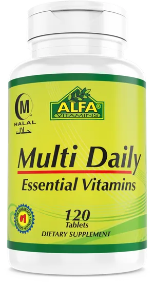 Alfa Multi Daily Essential Vitamins Bottle PNG image