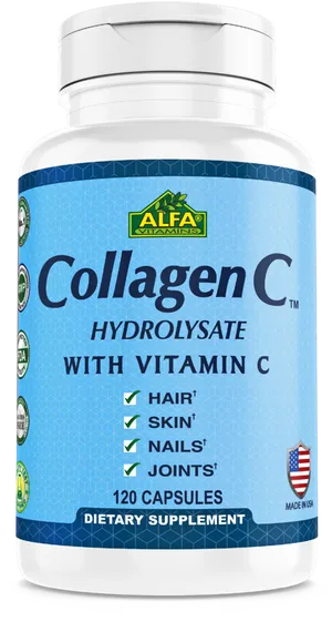 Alfa Vitamins Collagen C Supplement Bottle PNG image