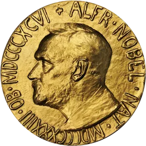 Alfred Nobel Gold Medal PNG image