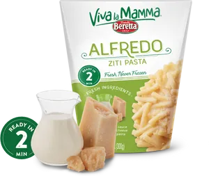 Alfredo Ziti Pasta Package Design PNG image